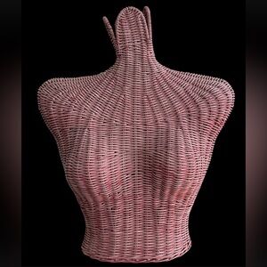 Pink Wicker Straw Woman’s Torso Mannequin Decor